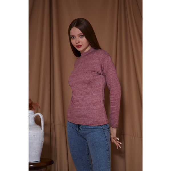 Rose Melange Mock neck Sweatshirt | Montivo Pakistan