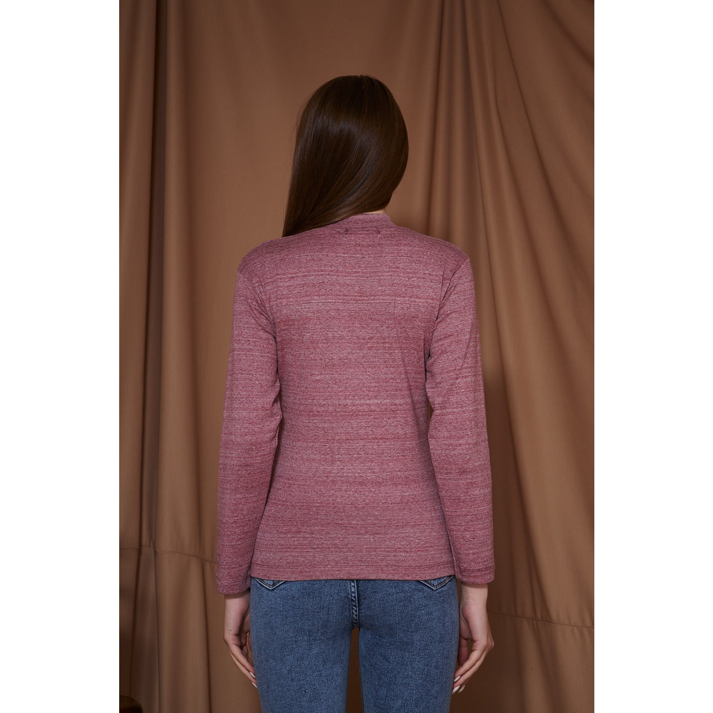 Rose Melange Mock neck Sweatshirt | Montivo Pakistan