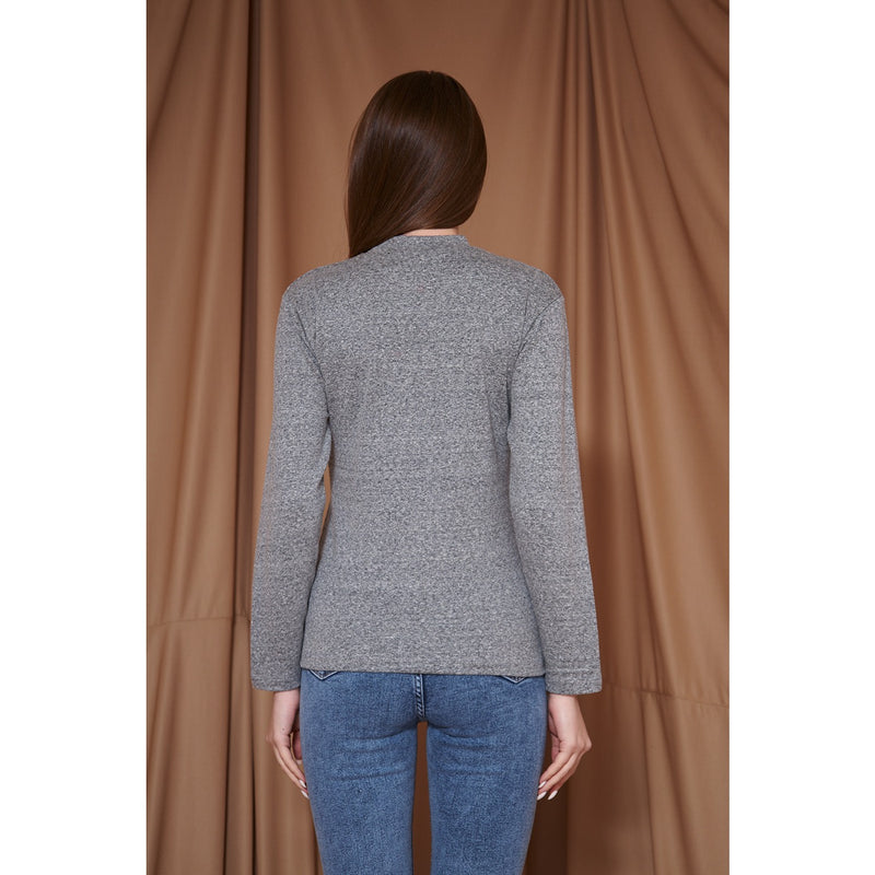 Grey Melange Mock Neck Sweatshirt | Montivo Pakistan