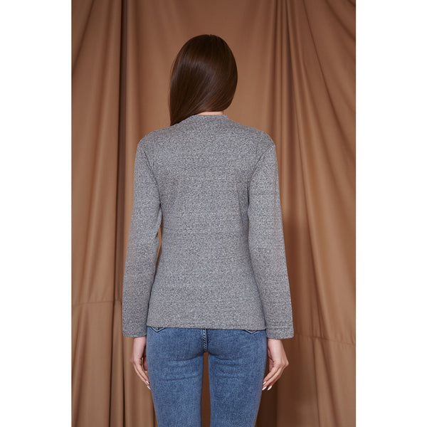 Grey Melange Mock Neck Sweatshirt | Montivo Pakistan