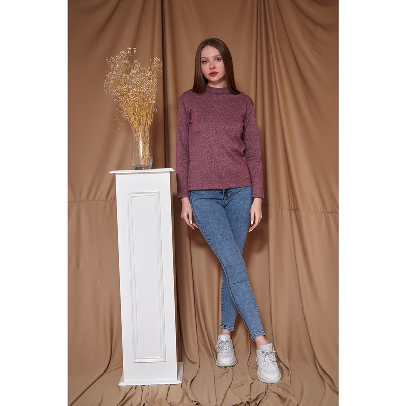 Red Melange Mock Neck Sweatshirt | Montivo Pakistan