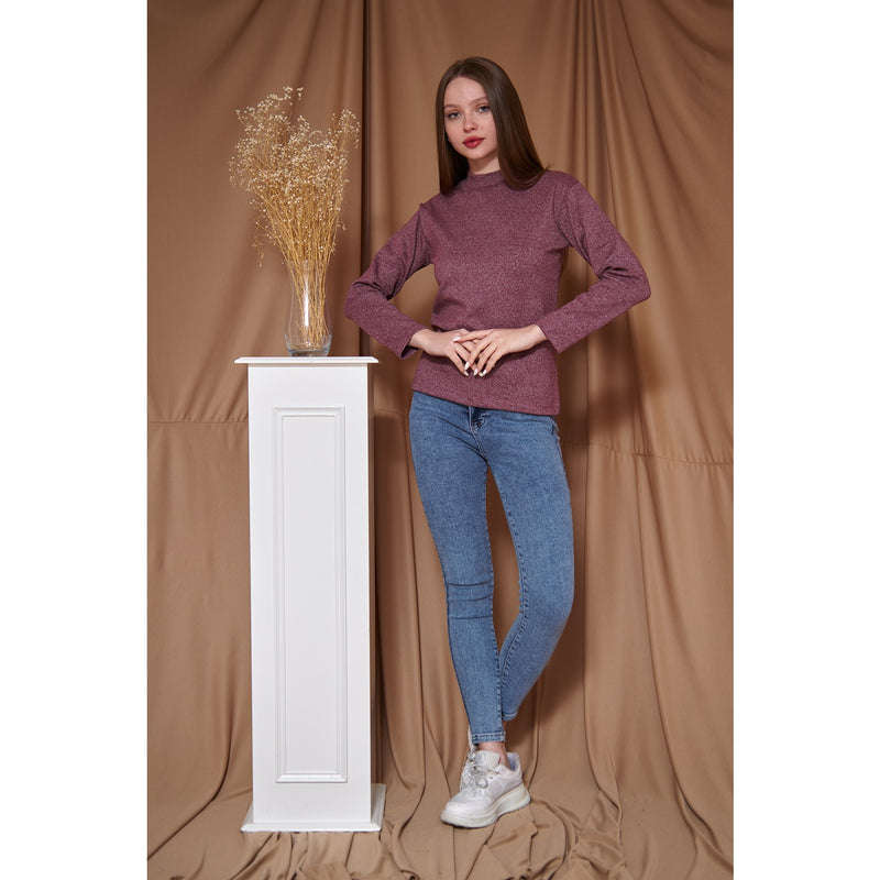 Red Melange Mock Neck Sweatshirt | Montivo Pakistan
