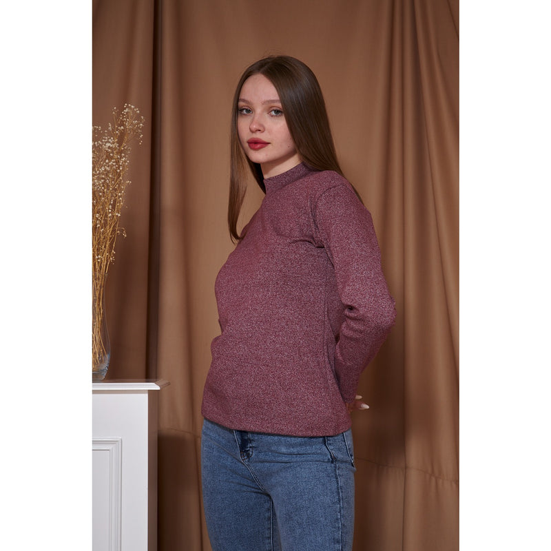 Red Melange Mock Neck Sweatshirt | Montivo Pakistan