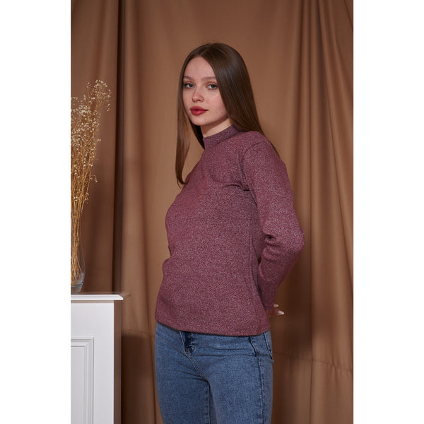 Red Melange Mock Neck Sweatshirt | Montivo Pakistan
