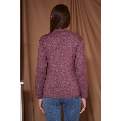 Red Melange Mock Neck Sweatshirt | Montivo Pakistan