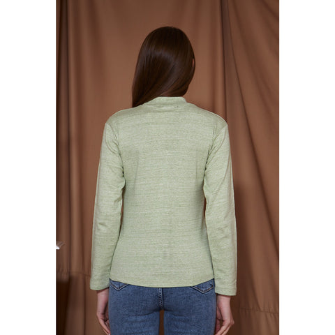Light Green Melange Mock Neck Sweatshirt | Montivo Pakistan