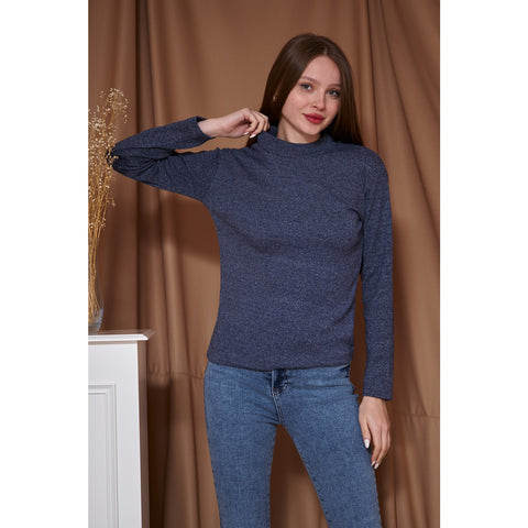 Navy Melange Mock Neck Sweatshirt | Montivo Pakistan
