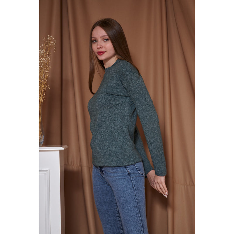 Green Melange Mock Neck Sweatshirt | Montivo Pakistan