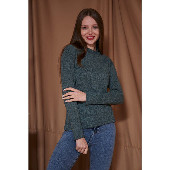 Green Melange Mock Neck Sweatshirt | Montivo Pakistan