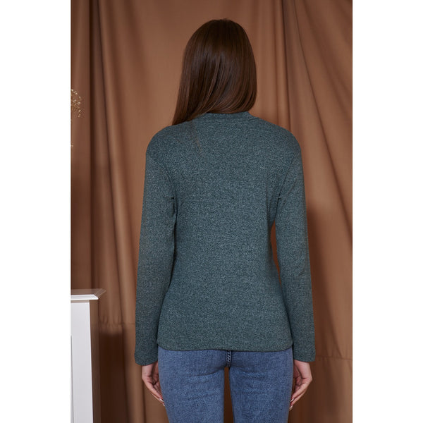 Green Melange Mock Neck Sweatshirt | Montivo Pakistan