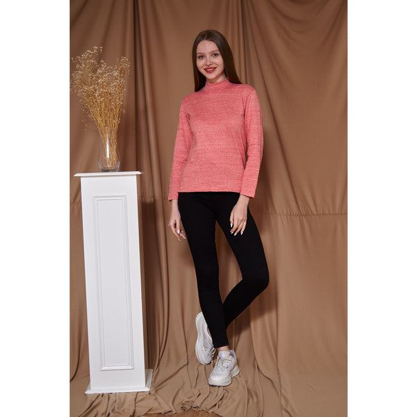 Orange Melange Mock Neck Sweatshirt | Montivo Pakistan