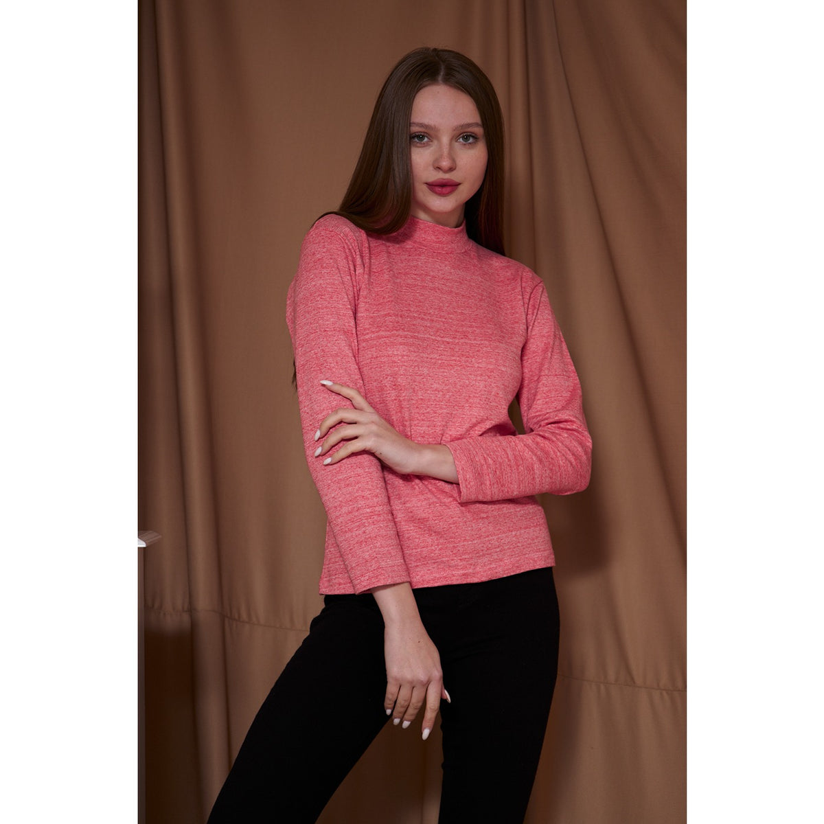 Orange Melange Mock Neck Sweatshirt | Montivo Pakistan
