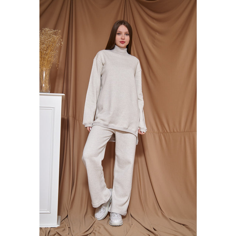 White Melange Oversized Co-Ord Set | Montivo Pakistan
