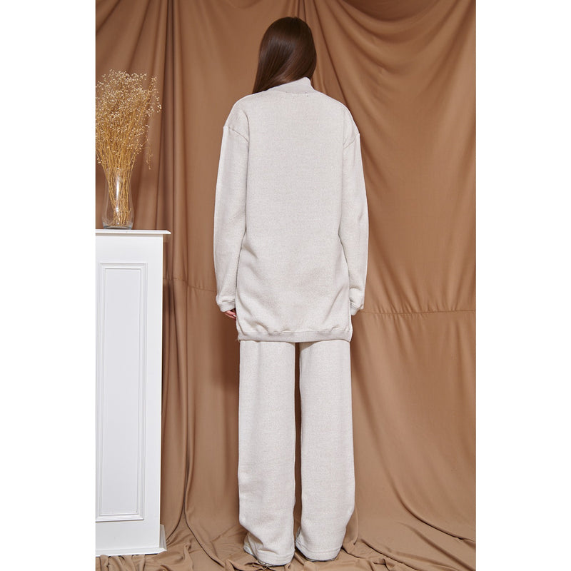 White Melange Oversized Co-Ord Set | Montivo Pakistan