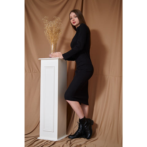 Black Ribbed Long Dress | Montivo Pakistan