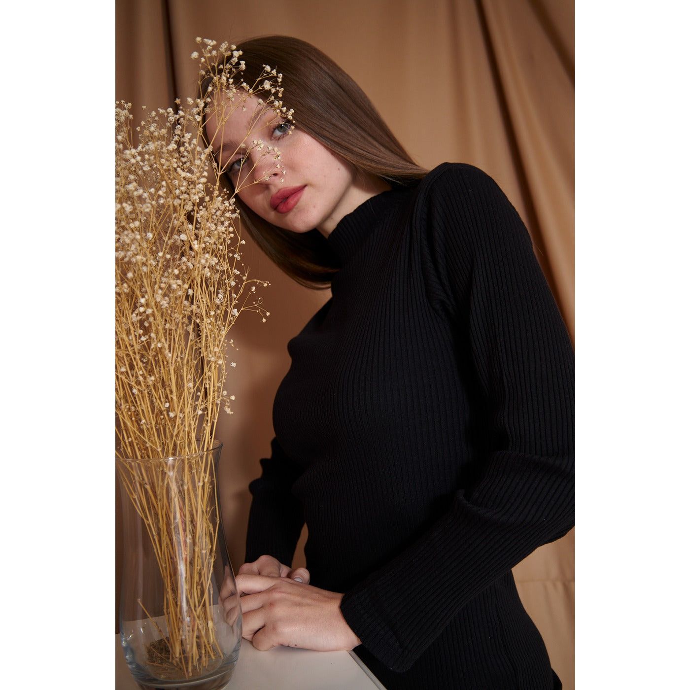 Black Ribbed Long Dress | Montivo Pakistan