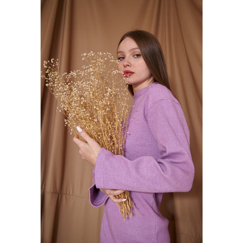 Lilac Ribbed Long Dress | Montivo Pakistan