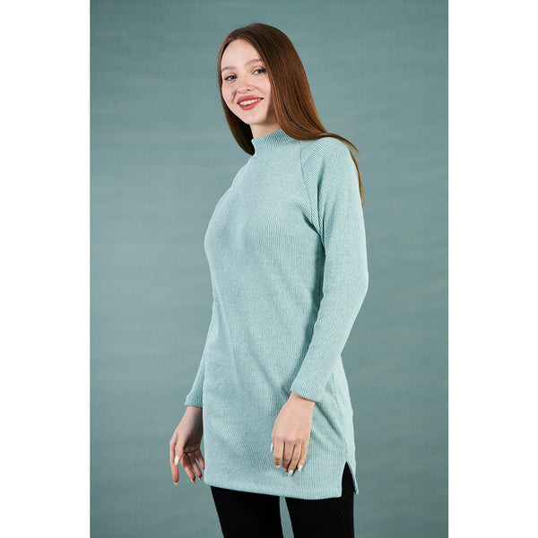 Sea Green Ribbed Long Sweatshirt | Montivo Pakistan