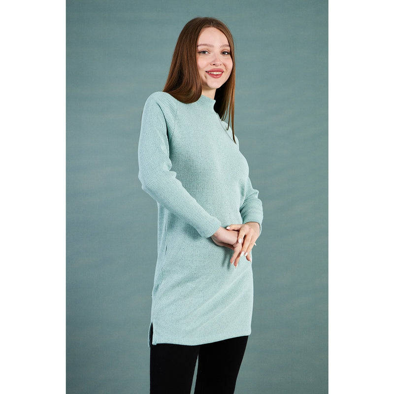 Sea Green Ribbed Long Sweatshirt | Montivo Pakistan