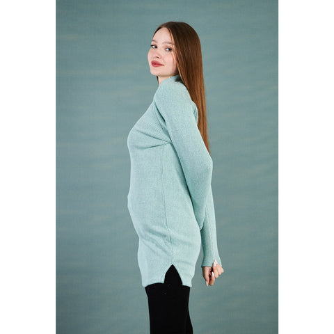 Sea Green Ribbed Long Sweatshirt | Montivo Pakistan