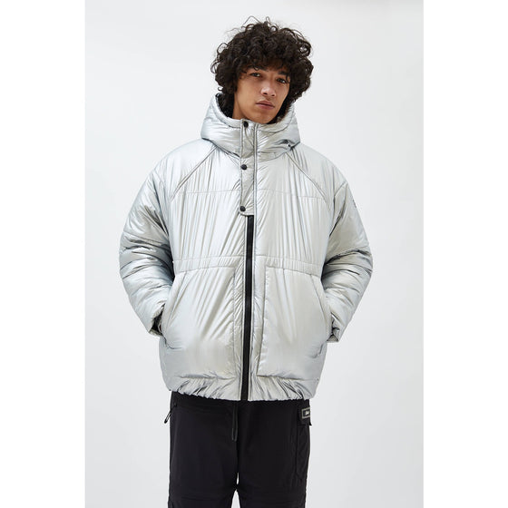 Silver Shinny Reflective Hooded Jacket | Montivo Pakistan