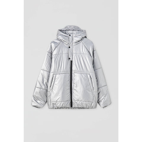 Silver Shinny Reflective Hooded Jacket | Montivo Pakistan