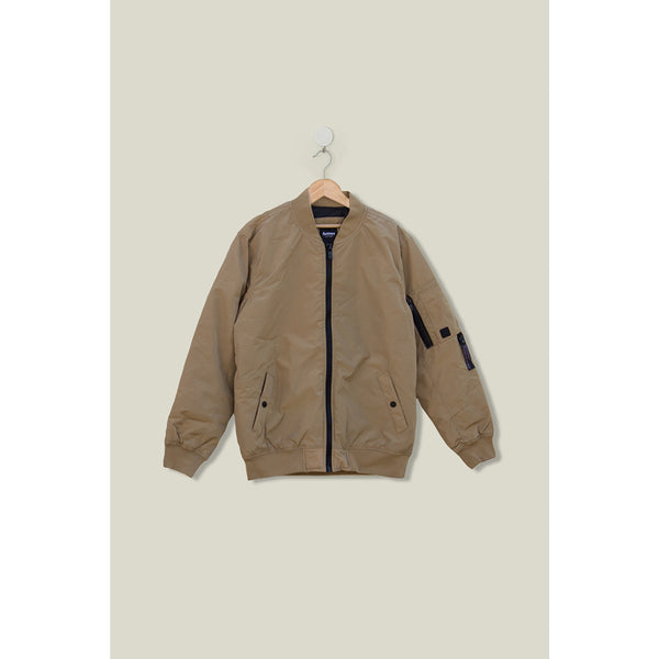 Beige Bomber Jacket With Zip | Montivo Pakistan