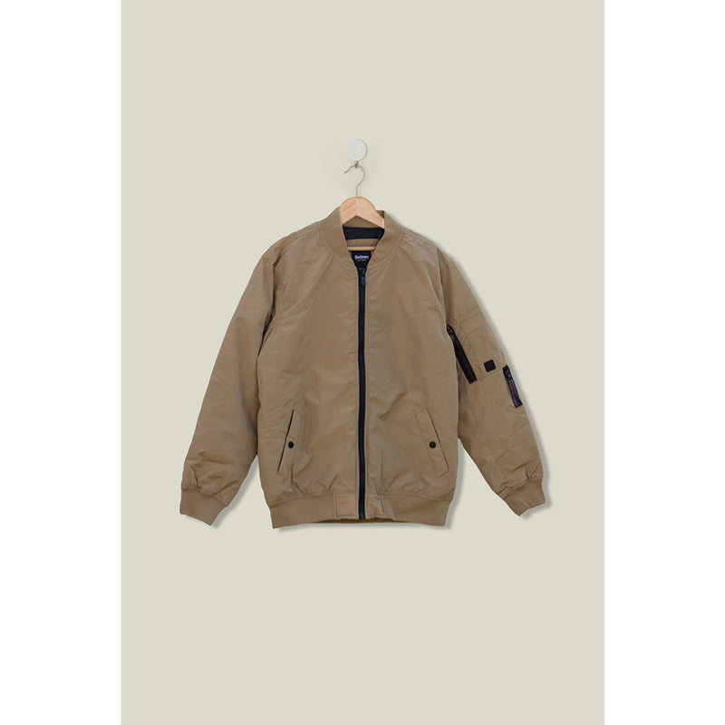 Beige Bomber Jacket With Zip | Montivo Pakistan