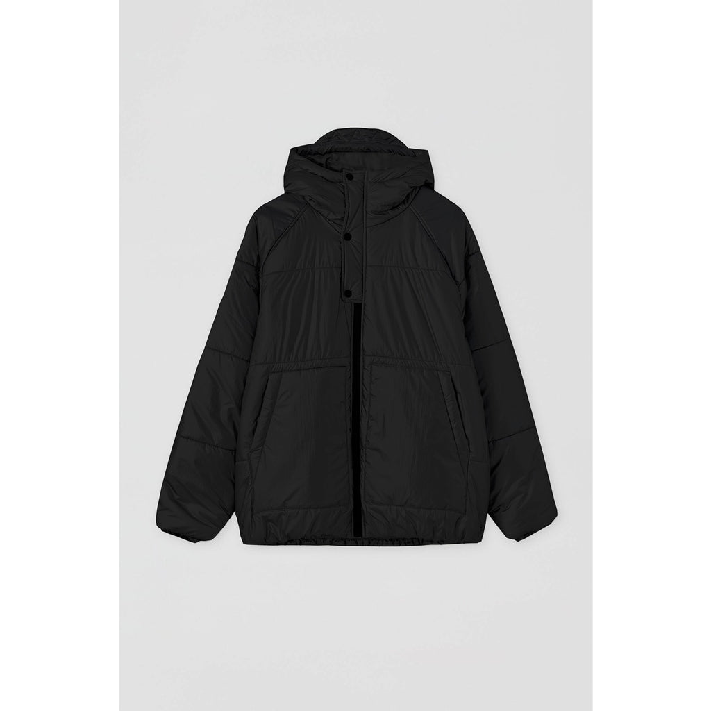 Black Hooded Matte Puffer Jacket | Montivo Pakistan