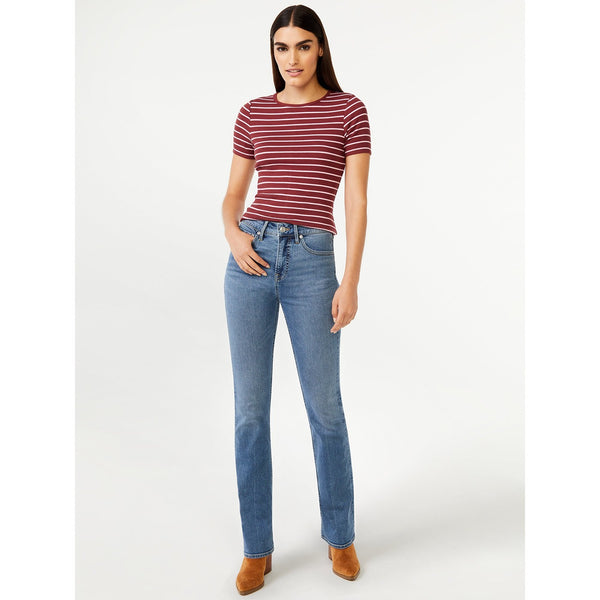 FA High Rise Boot Cut Medium Wash Jeans | Montivo Pakistan