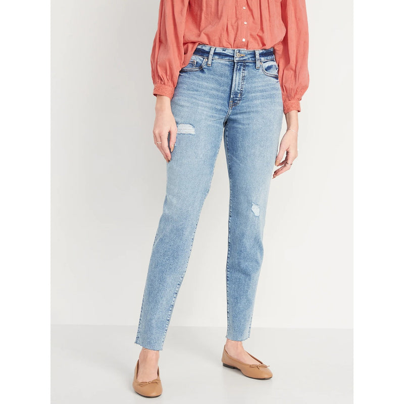 ON High Waist Straight Raw Hem Jeans | Montivo Pakistan
