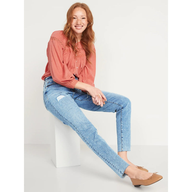 ON High Waist Straight Raw Hem Jeans | Montivo Pakistan