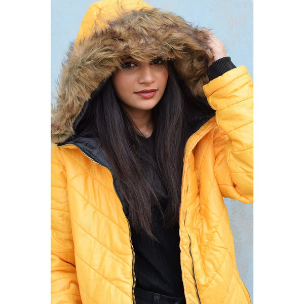 Mustard Hooded Puffer Jacket | Montivo Pakistan