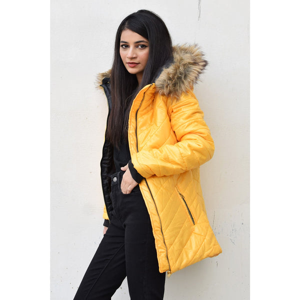 Mustard Hooded Puffer Jacket | Montivo Pakistan