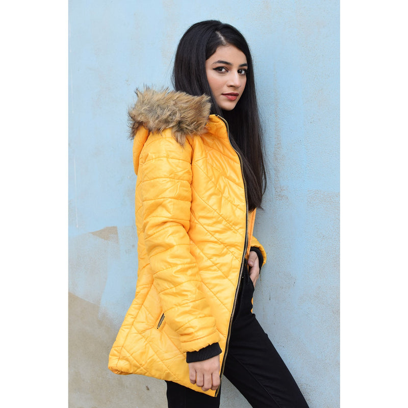 Mustard Hooded Puffer Jacket | Montivo Pakistan