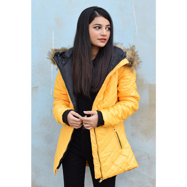 Mustard Hooded Puffer Jacket | Montivo Pakistan