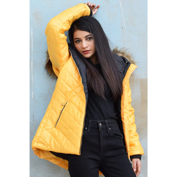 Mustard Hooded Puffer Jacket | Montivo Pakistan