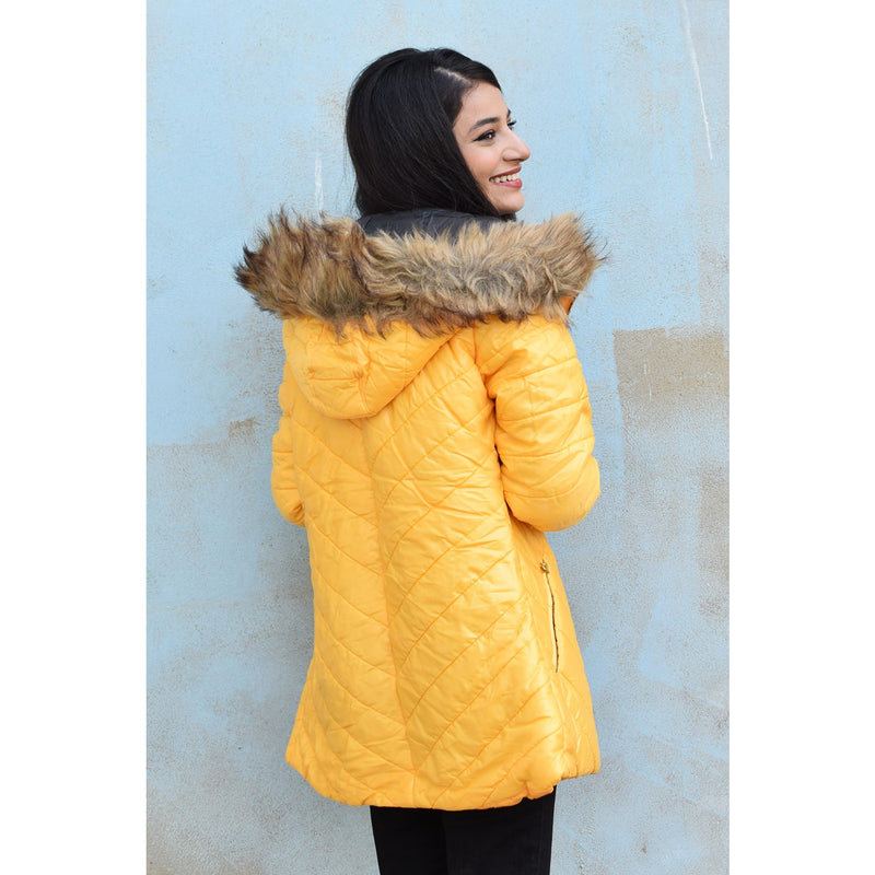 Mustard Hooded Puffer Jacket | Montivo Pakistan