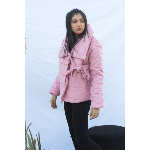 Pink Belted Puffer Jacket | Montivo Pakistan