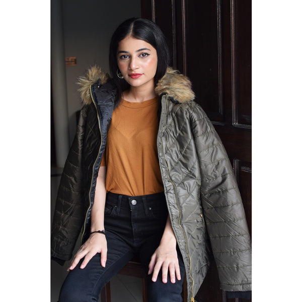 Green Hooded Puffer Jacket | Montivo Pakistan