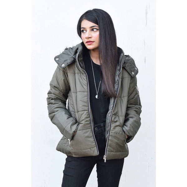 Green Hooded Puffer Jacket | Montivo Pakistan