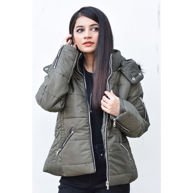 Green Hooded Puffer Jacket | Montivo Pakistan