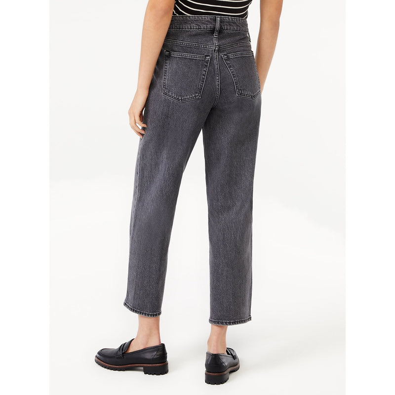 FA Cropped Wide High Rise Straight Jeans | Montivo Pakistan