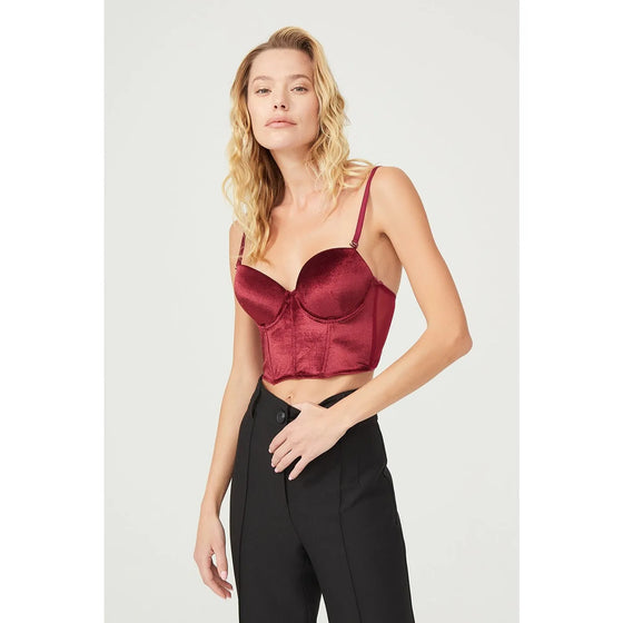 Velvet Corset Claret Red Lingerie Set | Montivo Pakistan