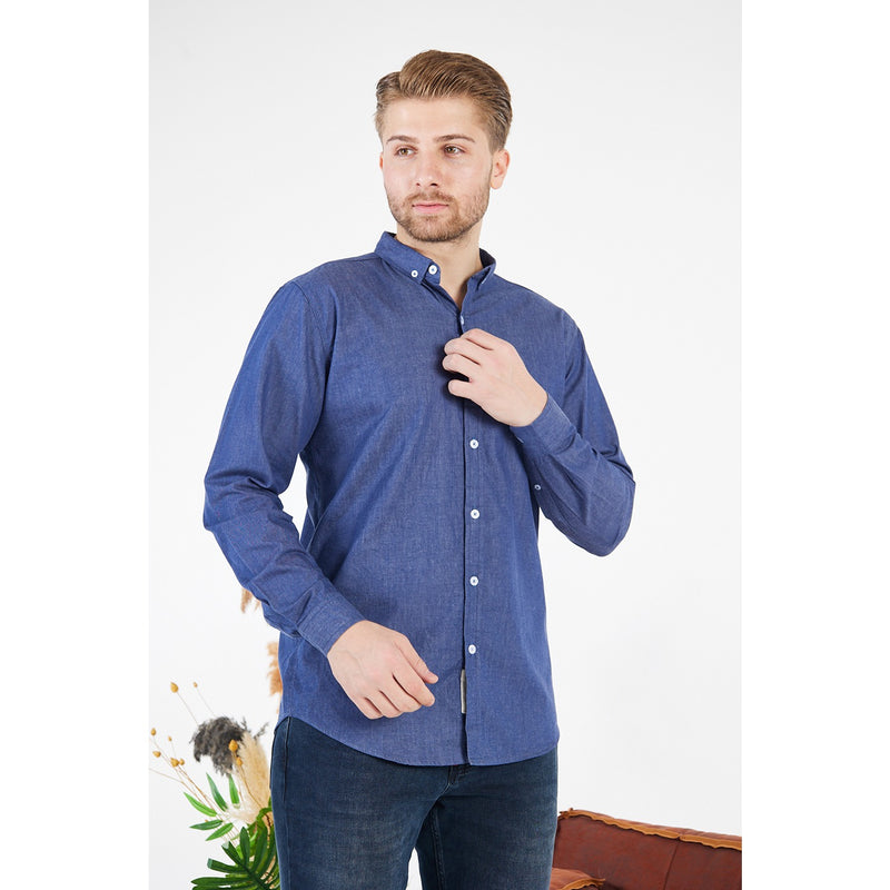 Blue Denim Cotton Button Down Shirt | Montivo Pakistan