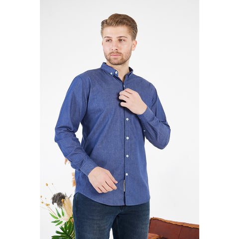 Blue Denim Cotton Button Down Shirt | Montivo Pakistan