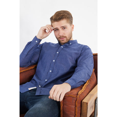 Blue Denim Cotton Button Down Shirt | Montivo Pakistan