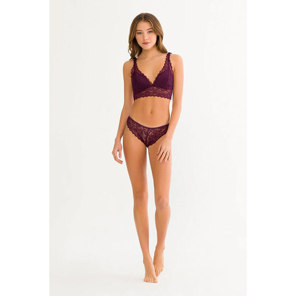 Purple Lace Triangle Pattern Lingerie Set | Montivo Pakistan