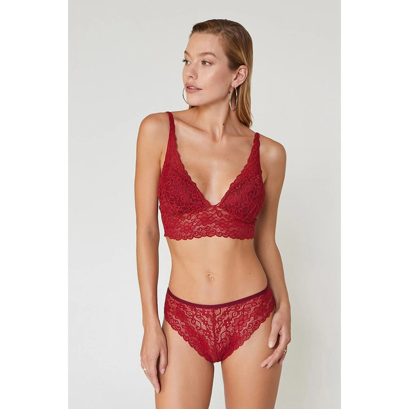Lace Deep Red Bralet Lingerie Set | Montivo Pakistan