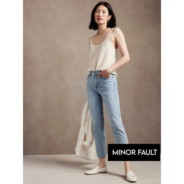 (Minor Fault) High Rise Blue Straight Jeans | Montivo Pakistan